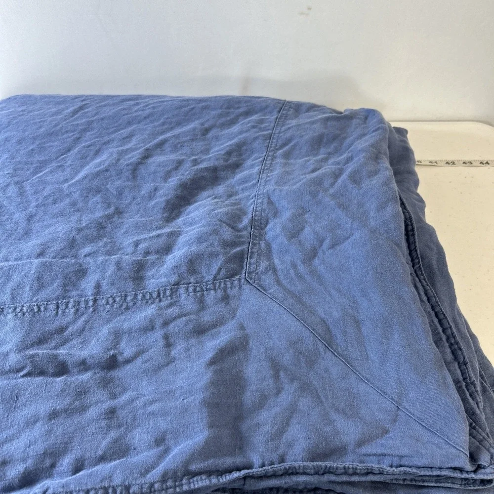 Serena & Lily Full/Queen Duvet Solid Blue 100% Linen 1 euro sham **READ